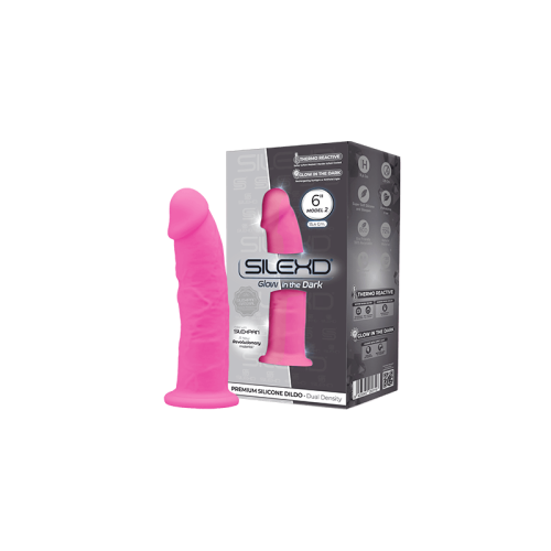 SilexD Robby Pink Glow in the dark - Фаллоимитатор двухслойный, 15.5х3.5 см